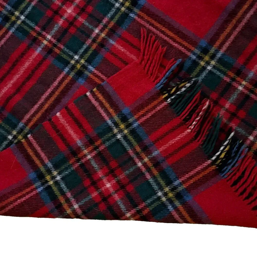 St Andrews Woollen Mill Scotland Wool Blanket Royal Stewart Fringed Throw 56x66